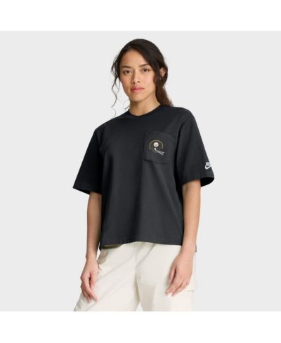 Nike Женская черная футболка Pittsburgh Steelers Rewind Pocket Boxy