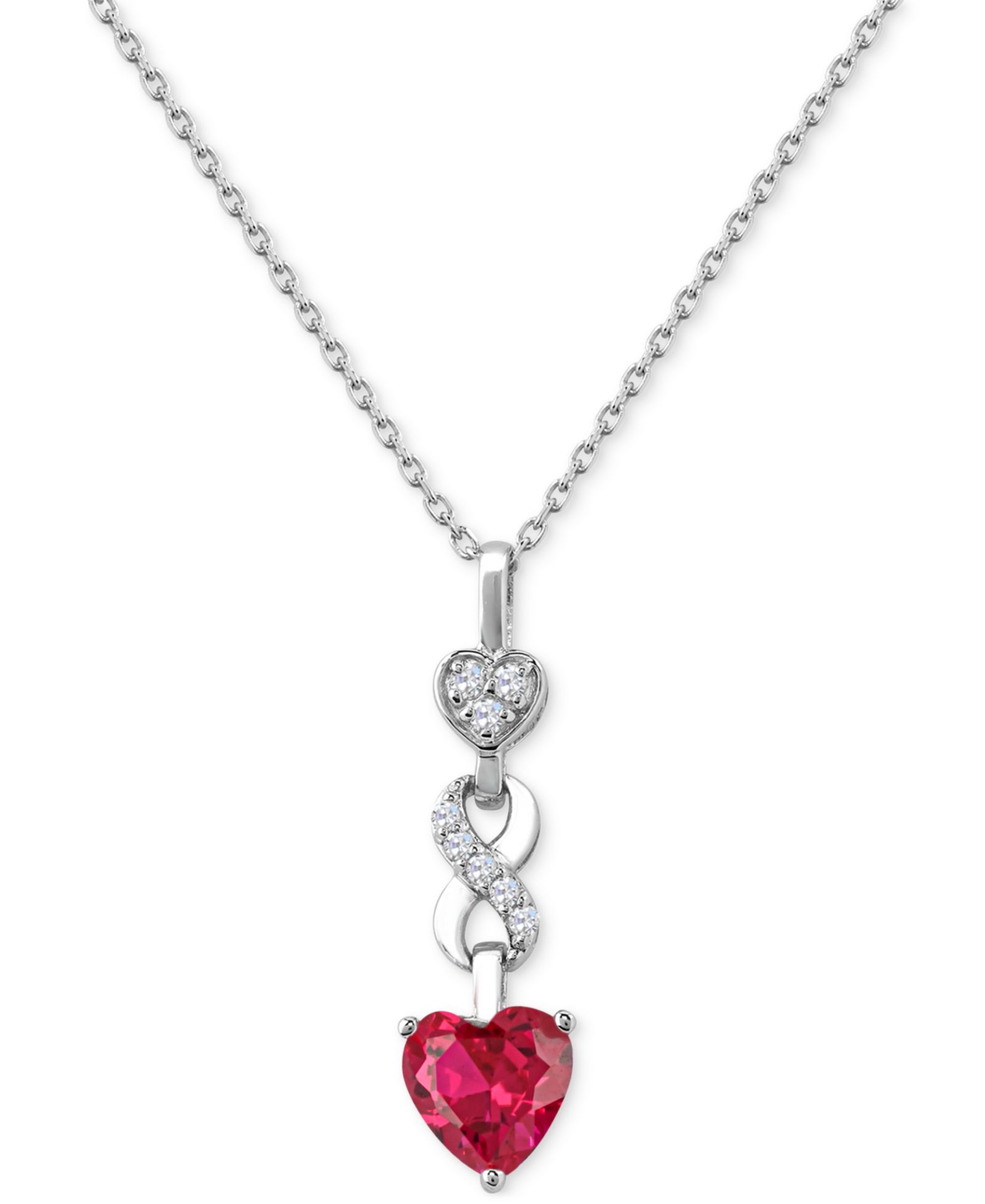Lab-created Ruby 1-1/3 ct. t.w. Lab-created White Sapphire 1/6 ct. t.w. Heart Infinity Pendant in Sterling Silver