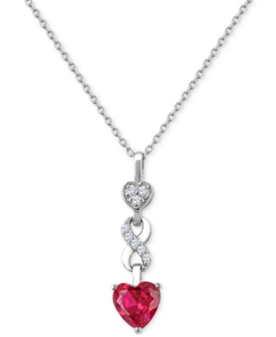 Lab-created Ruby 1-1/3 ct. t.w. Lab-created White Sapphire 1/6 ct. t.w. Heart Infinity Pendant in Sterling Silver