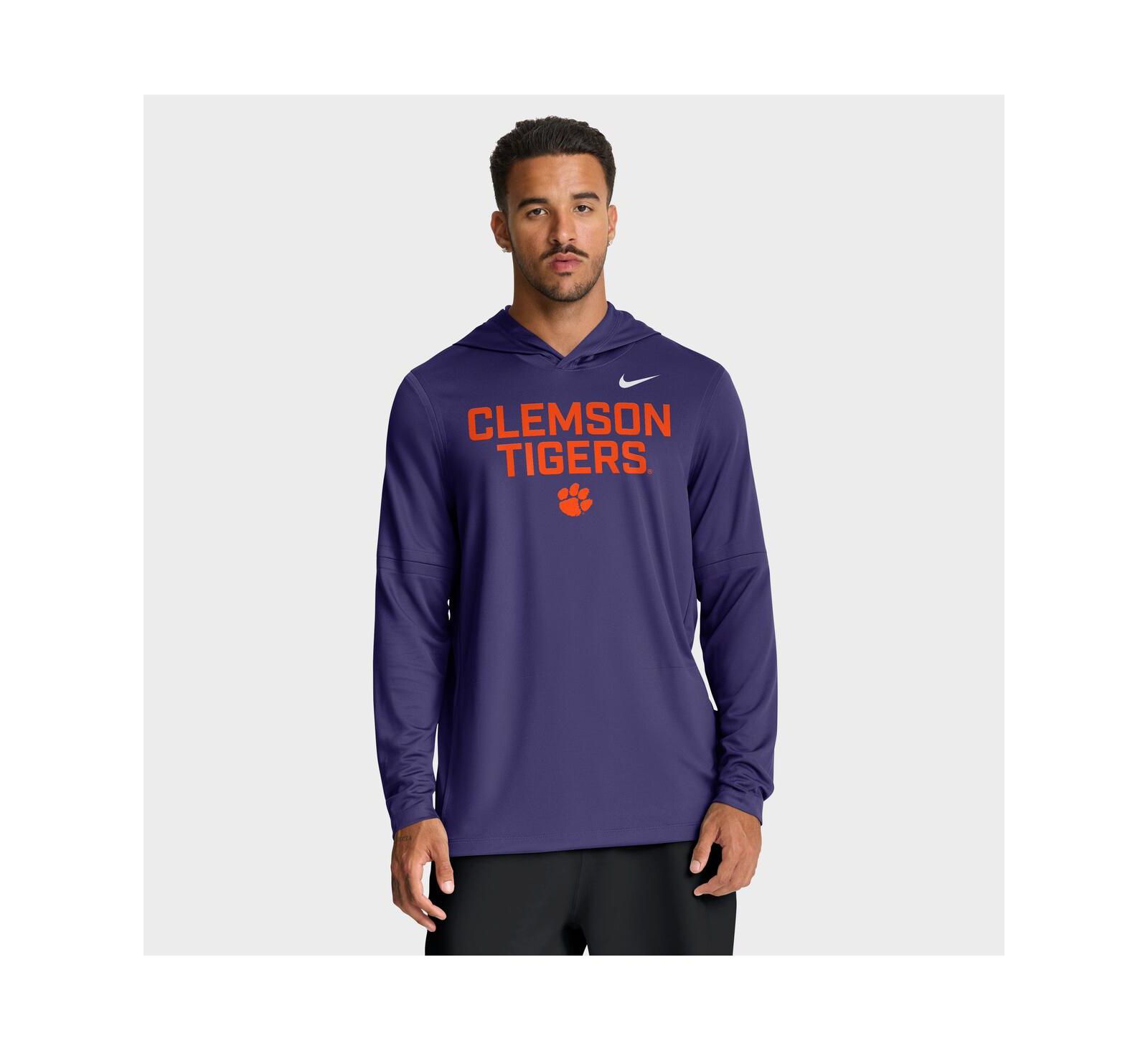 Nike Men's Purple Clemson Tigers 2025 Sideline Performance Long Sleeve Hoodie T-Shirt