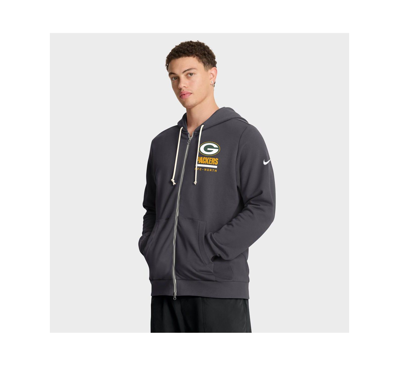 Nike Men's Anthracite Green Bay Packers Sideline Standard Issue Utility Player Dri-FIT Full-Zip Hoodie