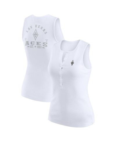 WEAR by Erin Andrews Женский трикотажный топ Henley Las Vegas Aces White Rib-Knit