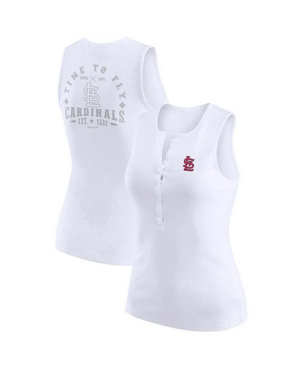 Женский трикотажный топ WEAR by Erin Andrews St. Louis Cardinals Rib-Knit Henley Tank Top, белый