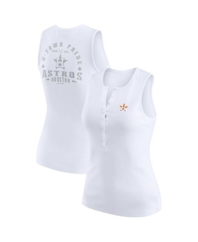 Женский топ WEAR by Erin Andrews White Houston Astros Rib-Knit Henley Tank