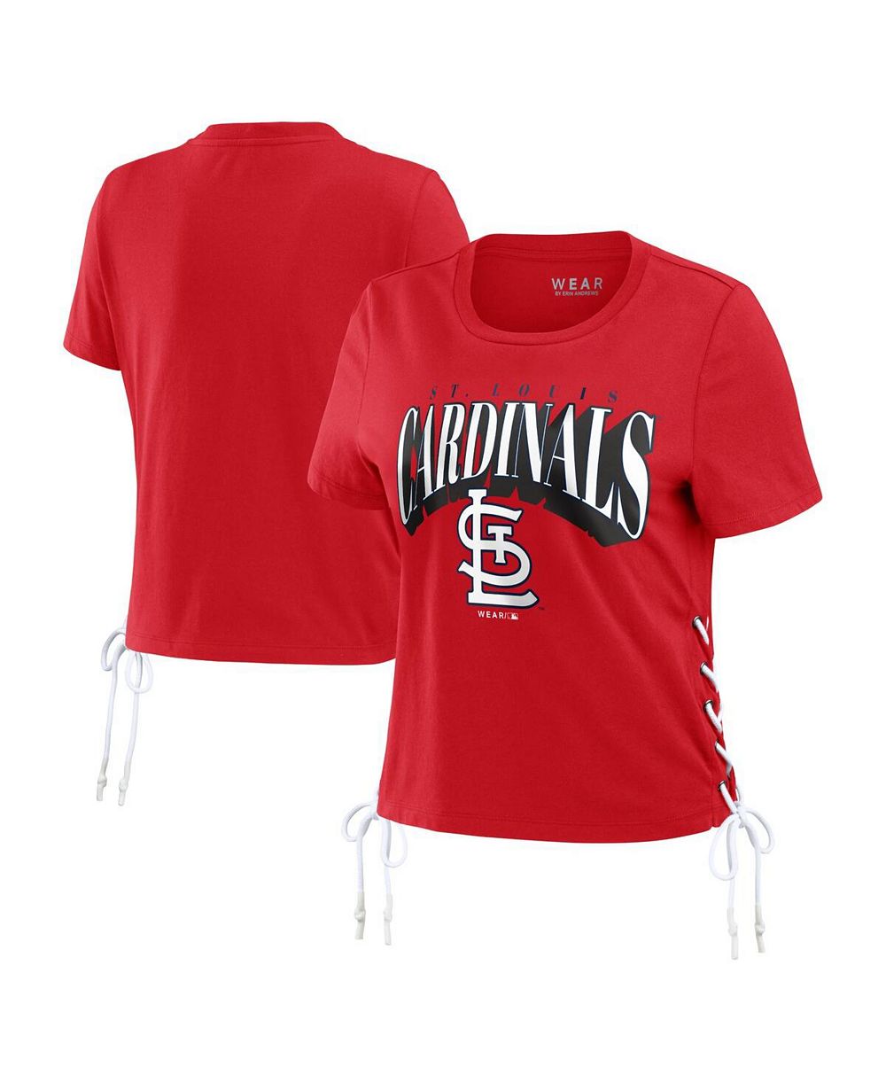 Женская укороченная футболка WEAR by Erin Andrews Red St. Louis Cardinals Side Lace-Up Cropped