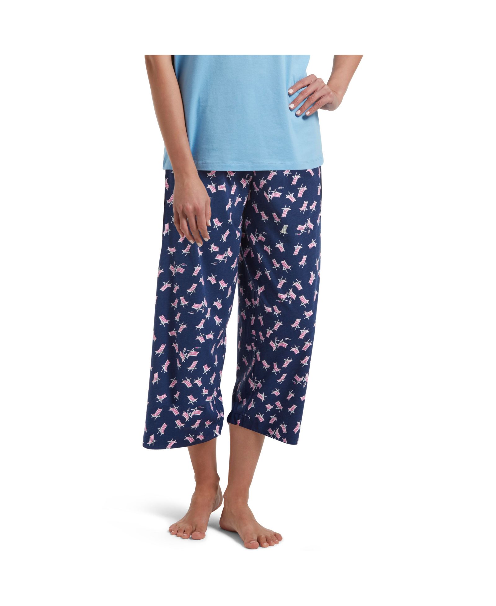 HUE® Women's Sleepwell Printed Knit Capri Pajama Pant Made with Temperature Regulating Technology