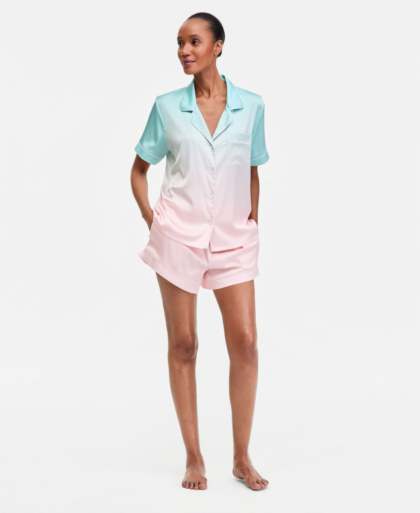 I.N.C. International Concepts Women's Stretch Satin Short-Sleeve Pajama Set, Exclusively at Macy's