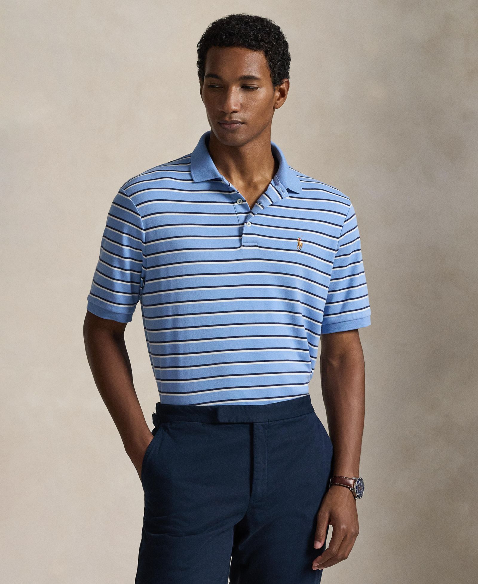 Мужская поло-рубашка Polo Ralph Lauren Classic-Fit в полоску с коротким рукавом