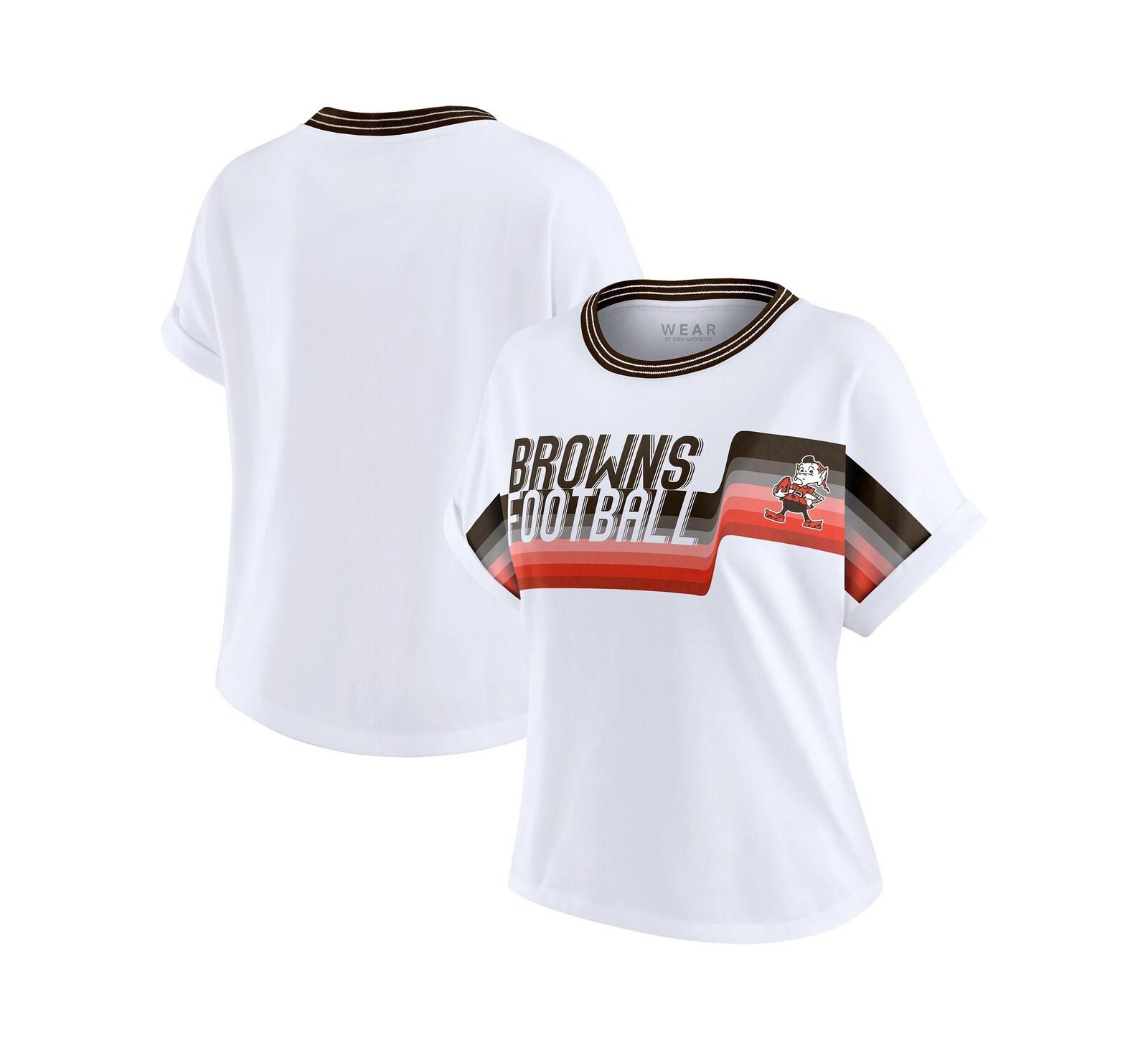 WEAR by Erin Andrews Женская укороченная футболка с полоской, Cleveland Browns