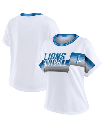 WEAR by Erin Andrews Женский укороченный T-shirt Detroit Lions White
