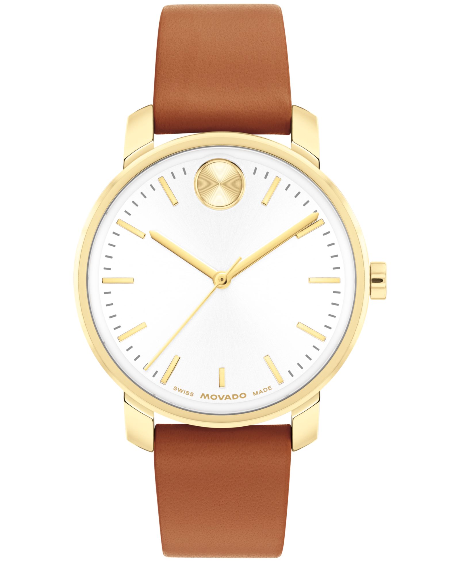 Movado Женские Bold Access Swiss Quartz Cognac Leather Watch, 34mm