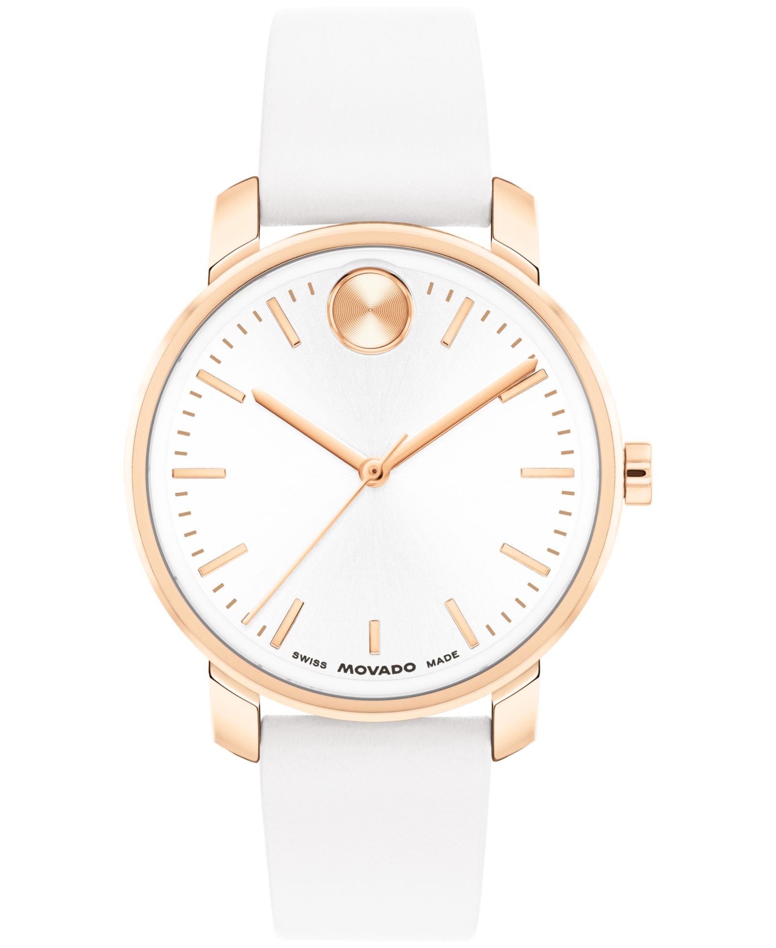 Movado Women's Bold Access Swiss Quartz White Leather Watch, 34mm