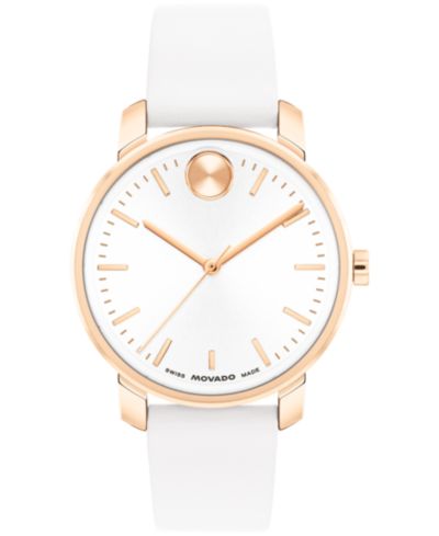 Женские часы Movado Women's Bold Access Swiss Quartz White Leather, 34mm