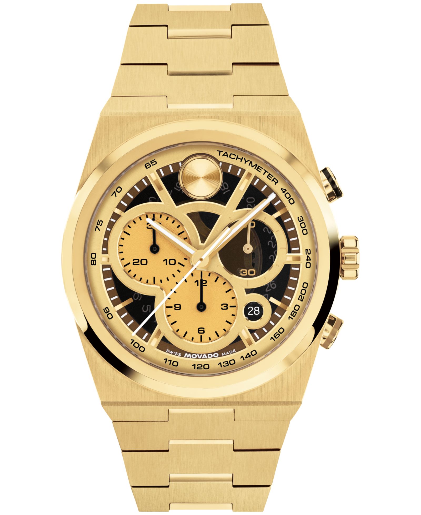 Мужские часы Movado Bold Quest Swiss Quartz Chrono, золотистая сталь, 40mm
