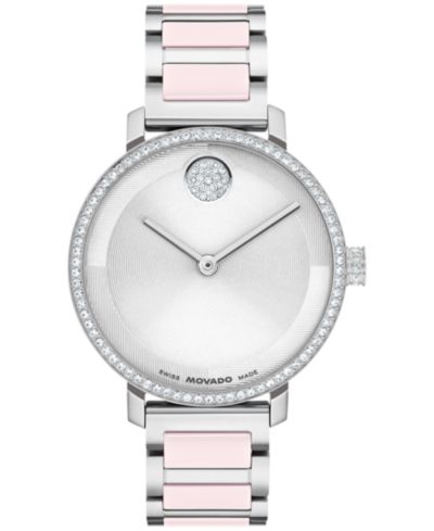 Movado Women's Bold Evolution 2.0 Swiss Quartz Stainless Steel Blush Ceramic Watch, 34mm