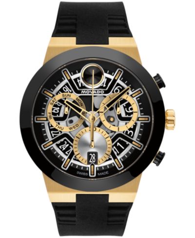 Мужские часы Movado Bold Fusion Swiss Quartz Chrono Black Silicone, 44.50mm