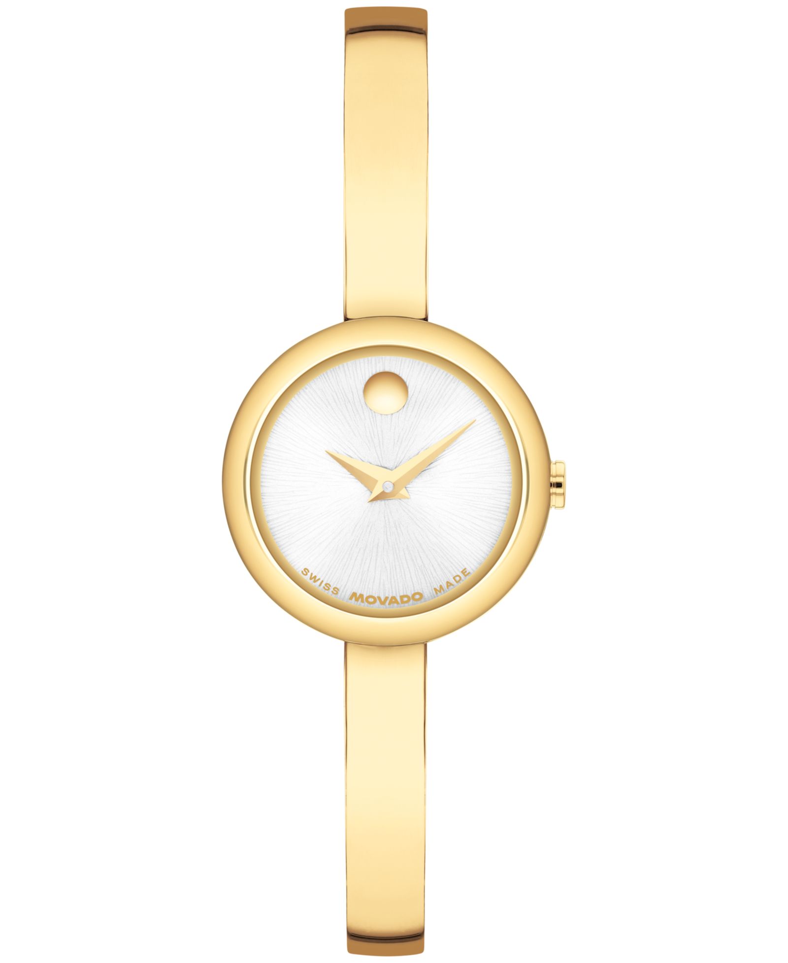 Movado Women's Museum Bangle Round Swiss Quartz Light Yellow Steel Watch, 21.50mm