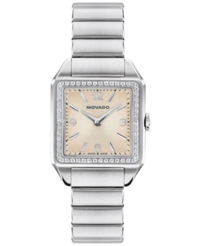 Женские часы Movado 1917 с выращенными алмазами и кварцевым механизмом Swiss, 25x34.1mm