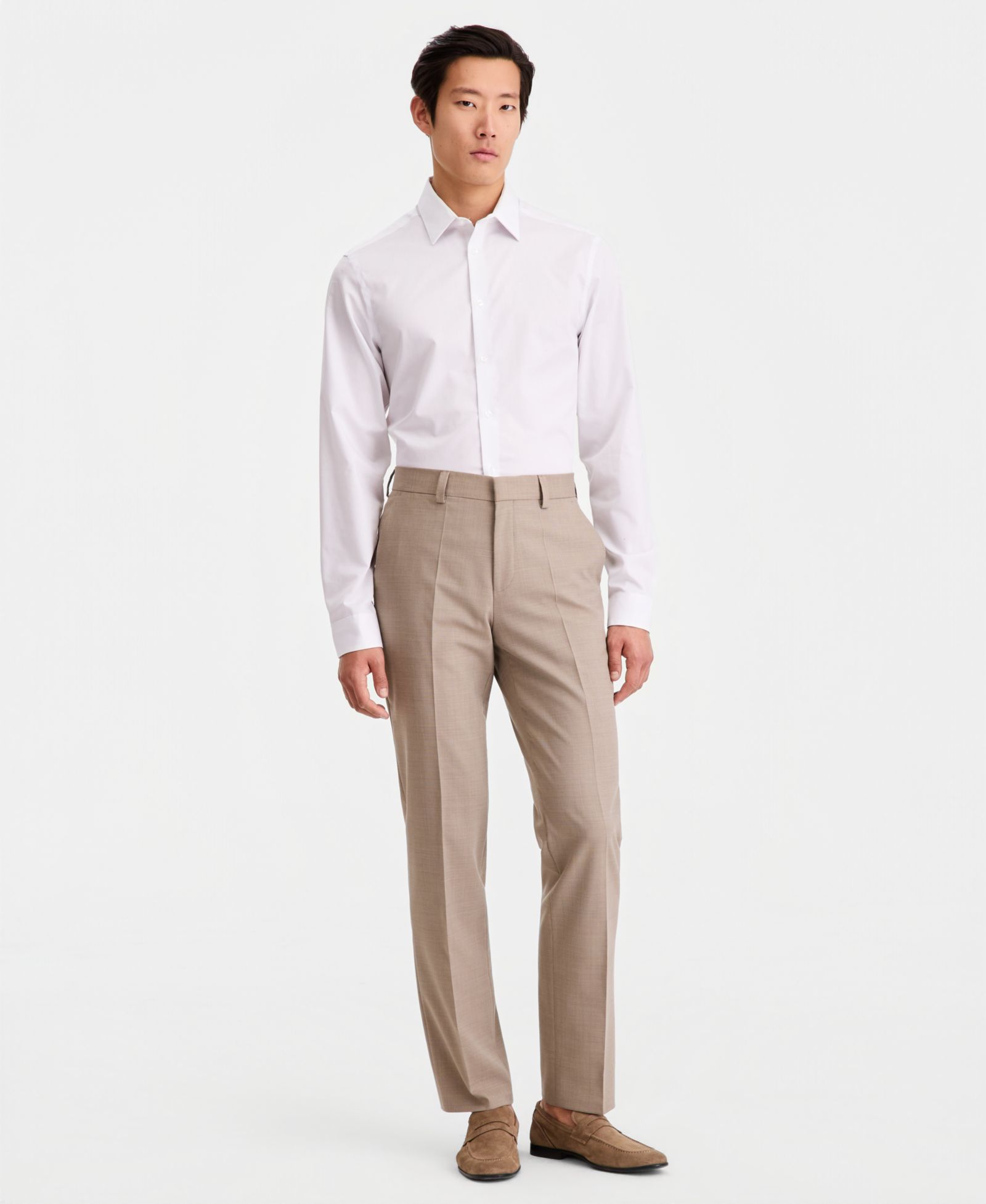 Men's Tan Modern-Fit Suit Trousers