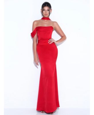 Miss Circle Женский Ivona Red Halter Neck Double Duchess Satin Gown