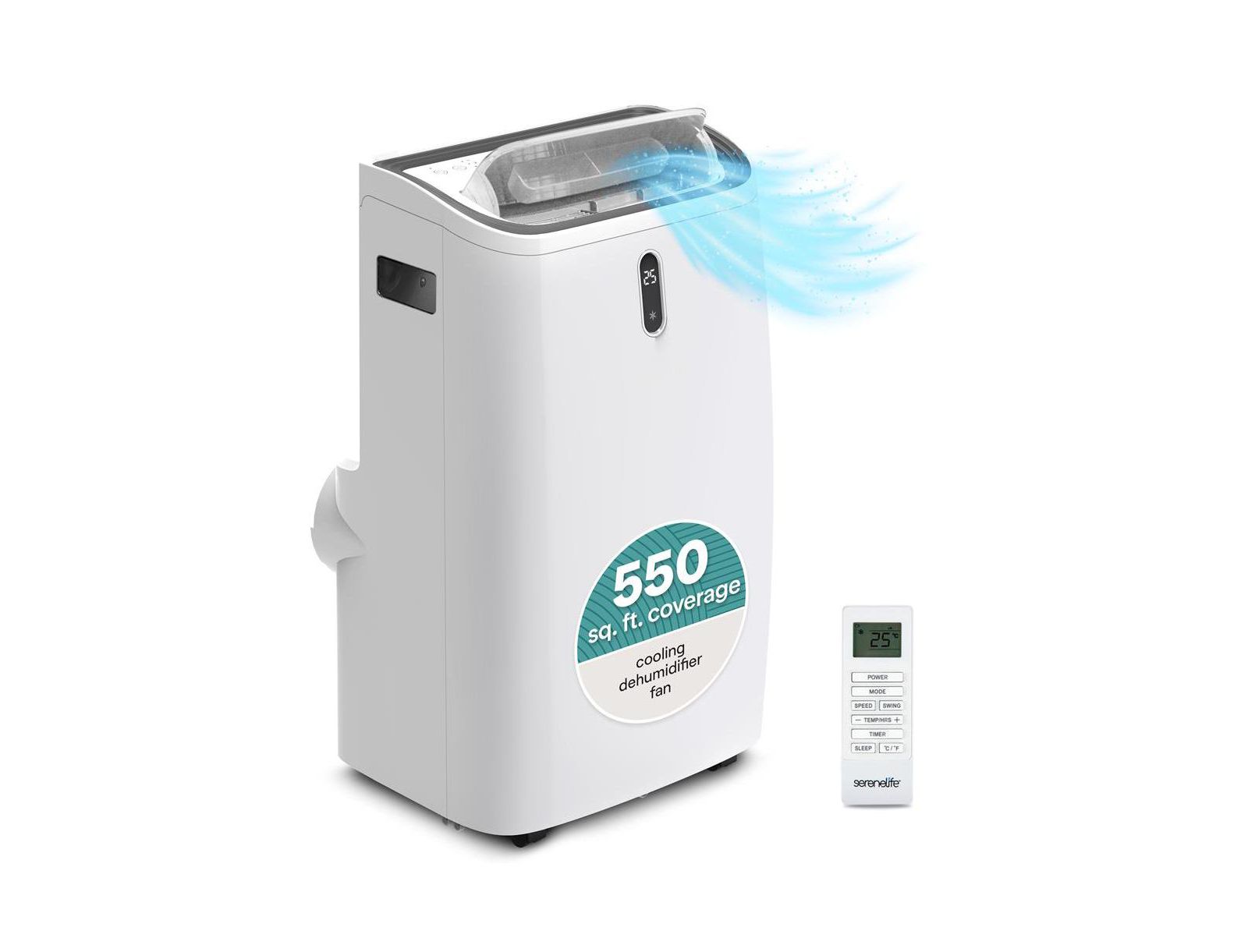 SereneLife Portable Air Conditioner - 12000 BTU Cooling Capacity (ASHRAE) (White)