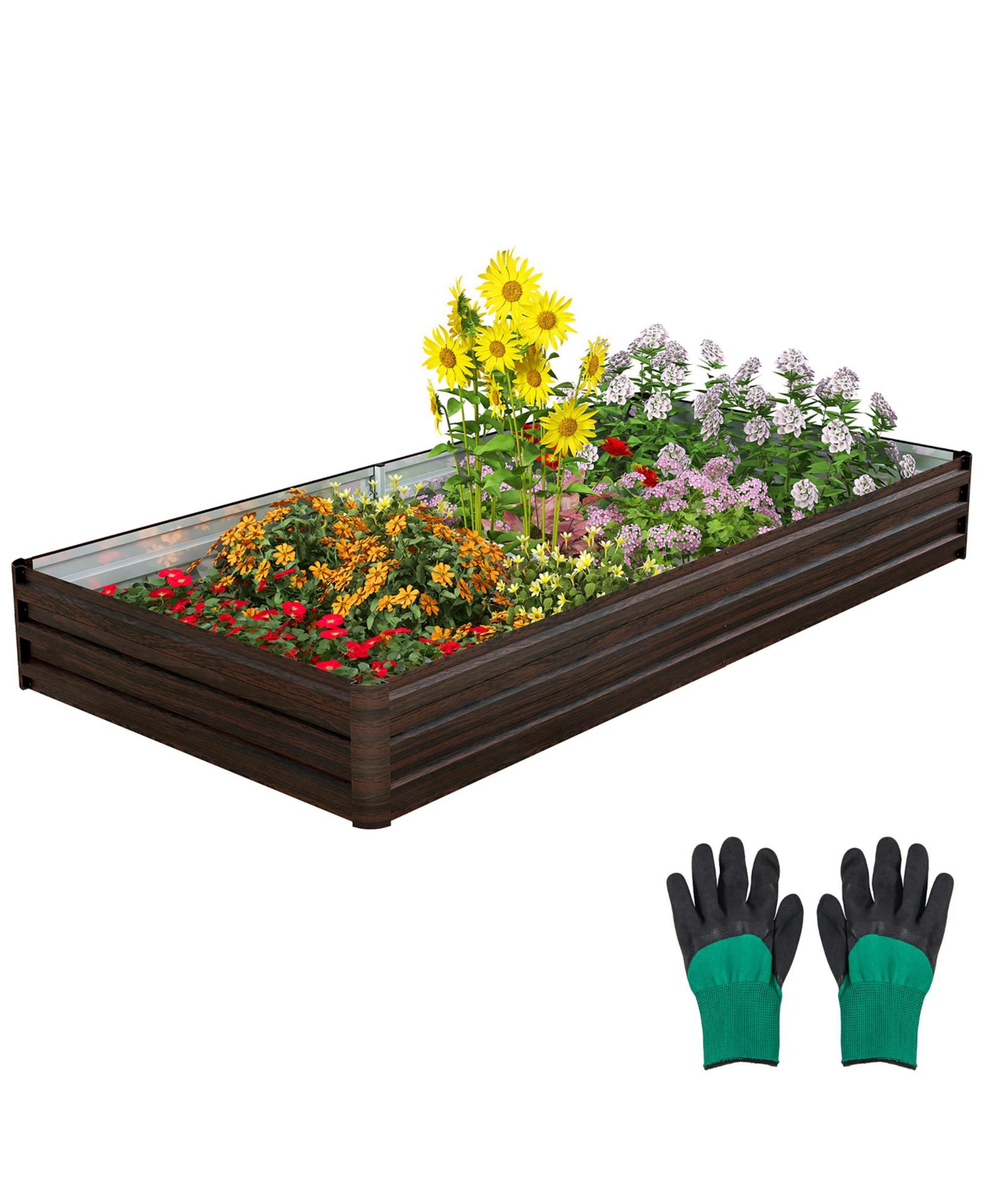 Gymax 8 x 4 x 1 ft Large Outdoor Metal Planter Box for Vegetable Fruit Herb Flower