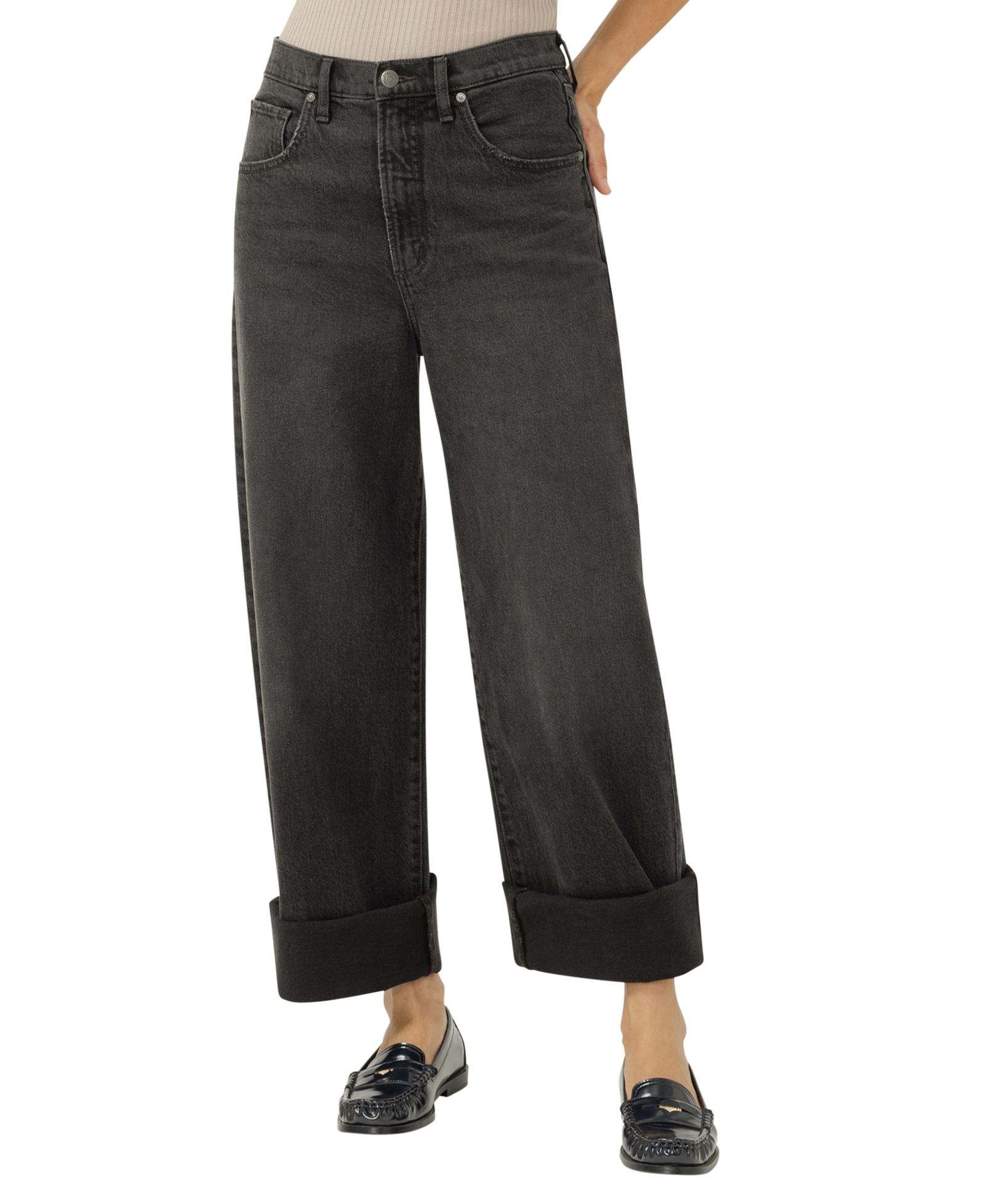 Silver Jeans Co. Women's Be Easy High Rise Wide Leg Crop Jeans