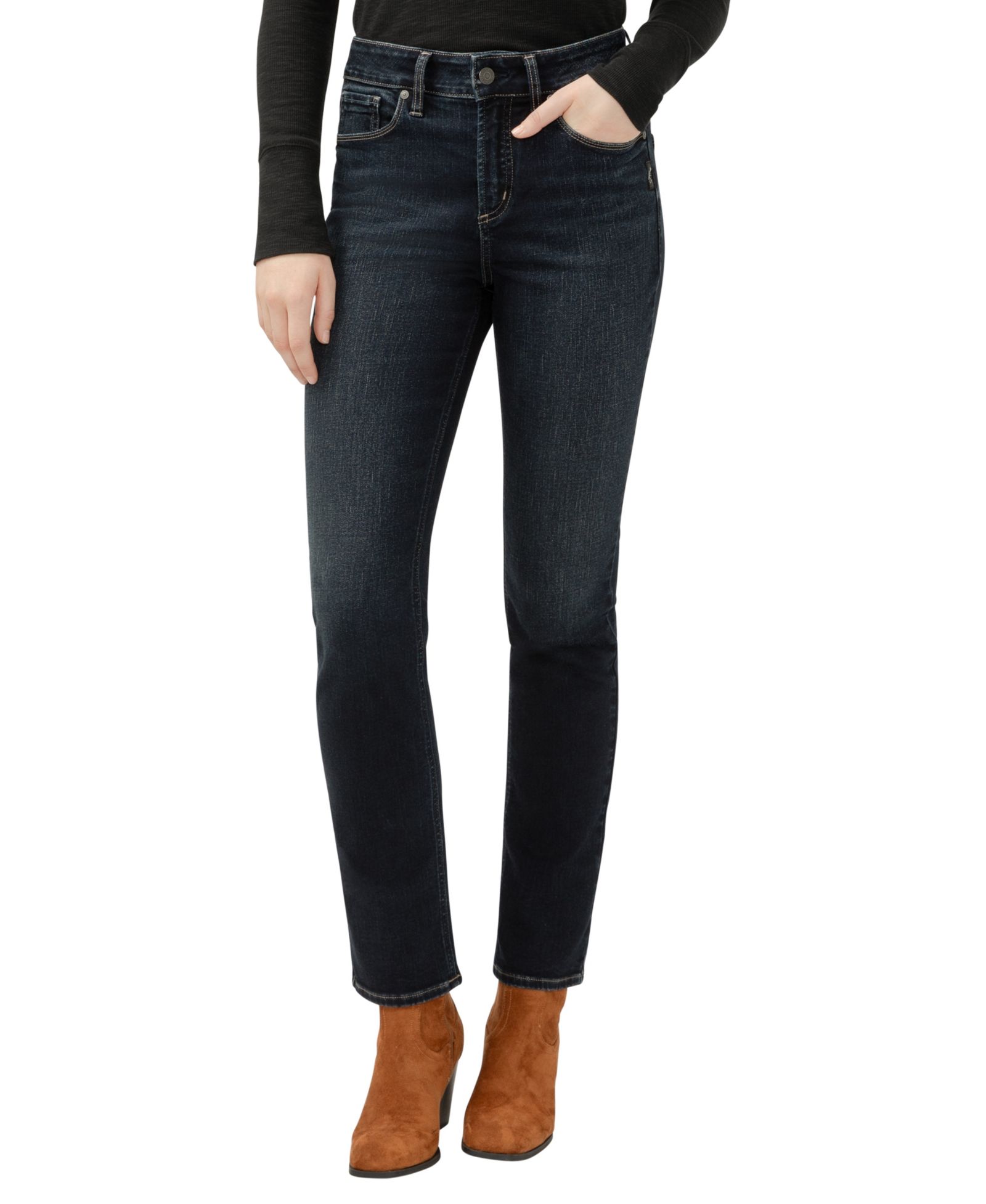Женские джинсы Silver Jeans Co. Avery с высокой посадкой, приталенные, прямые