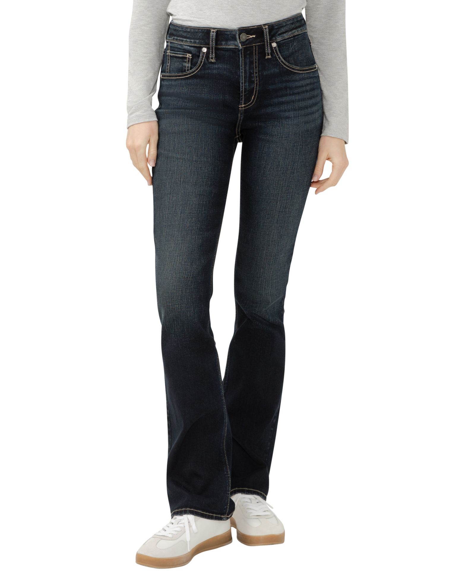 Silver Jeans Co. Women's Avery High Rise Curvy Fit Slim Bootcut Jeans