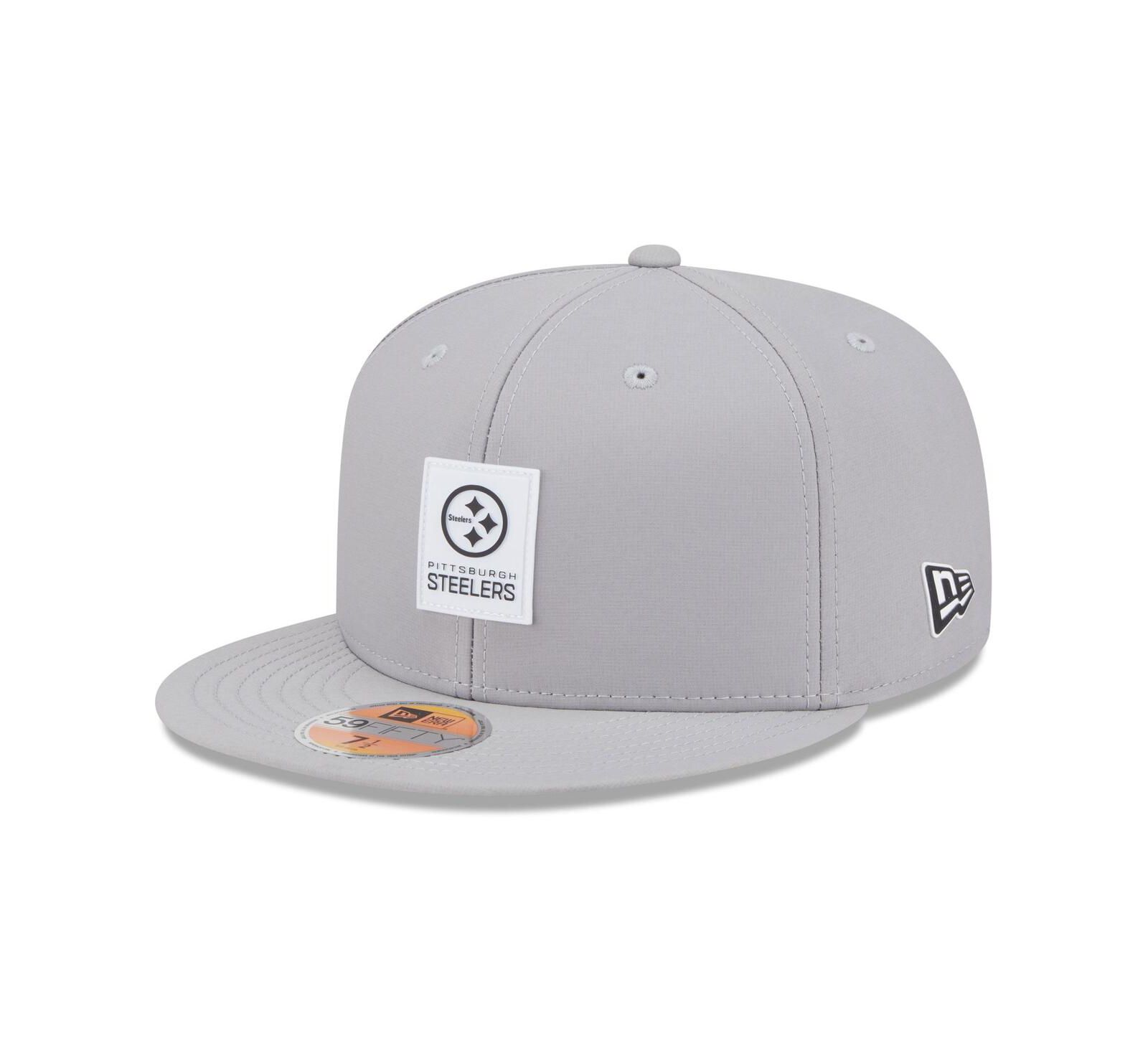 Кепка New Era Men's Gray Pittsburgh Steelers 2025 Sideline 59FIFTY Fitted
