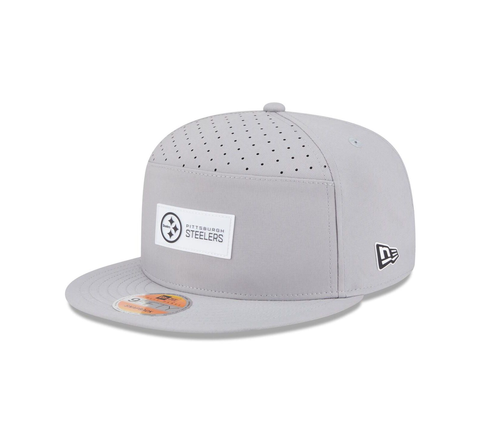 New Era Men's Gray Pittsburgh Steelers 2025 Sideline Split Panel 9FIFTY Snapback Hat