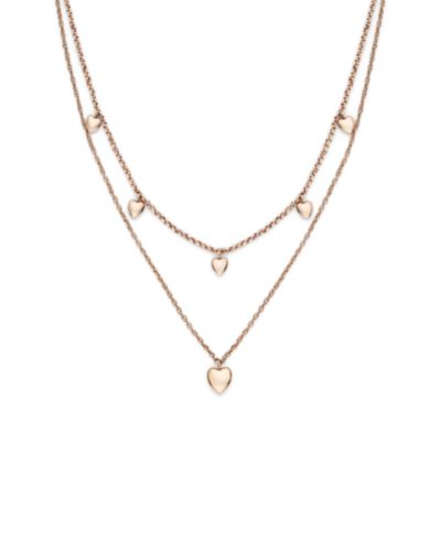 Olivia Burton Mini Heart Rose Gold Tone Stainless Steel Necklace