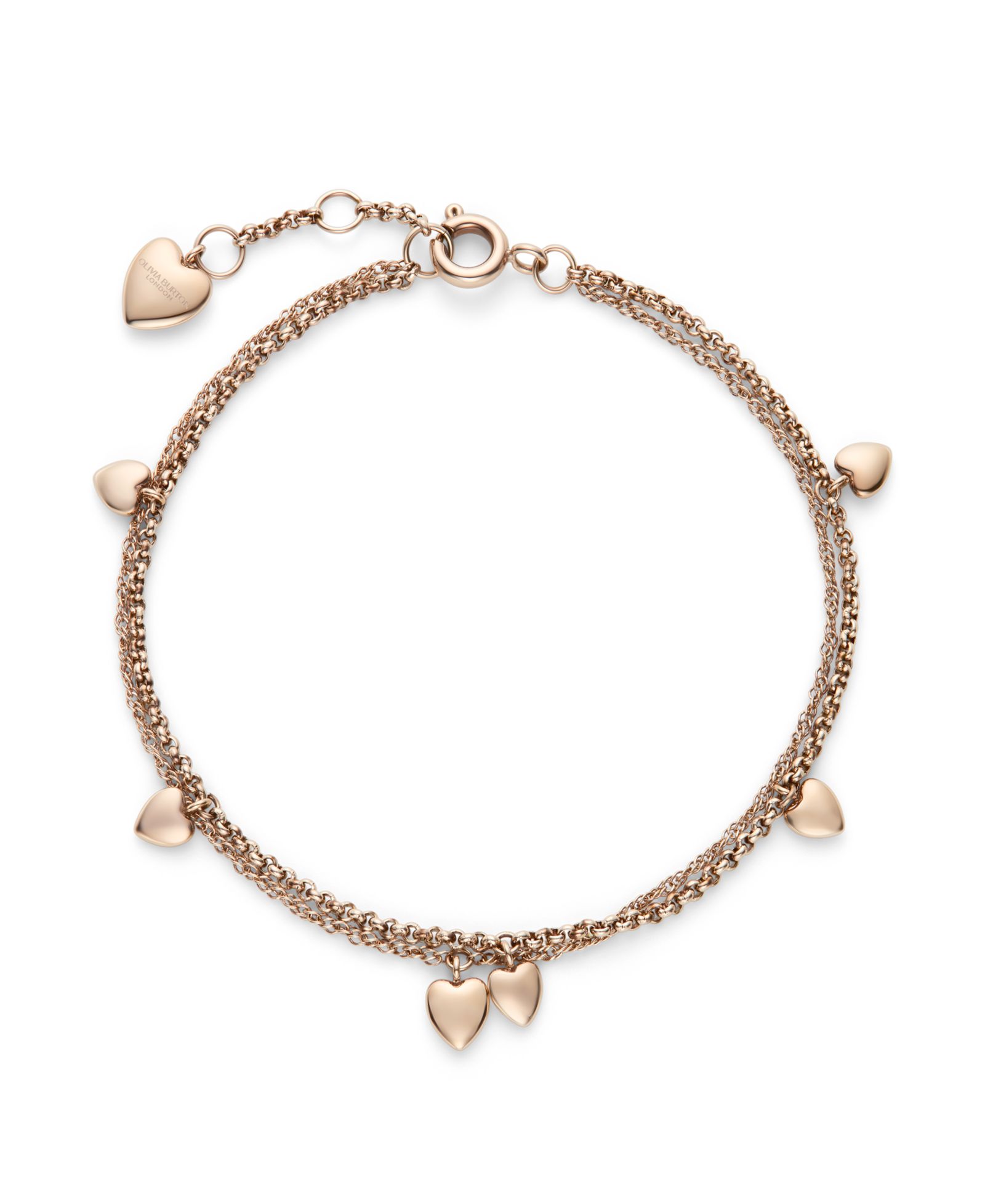 Olivia Burton Mini Heart Rose Gold Tone Stainless Steel Bracelet