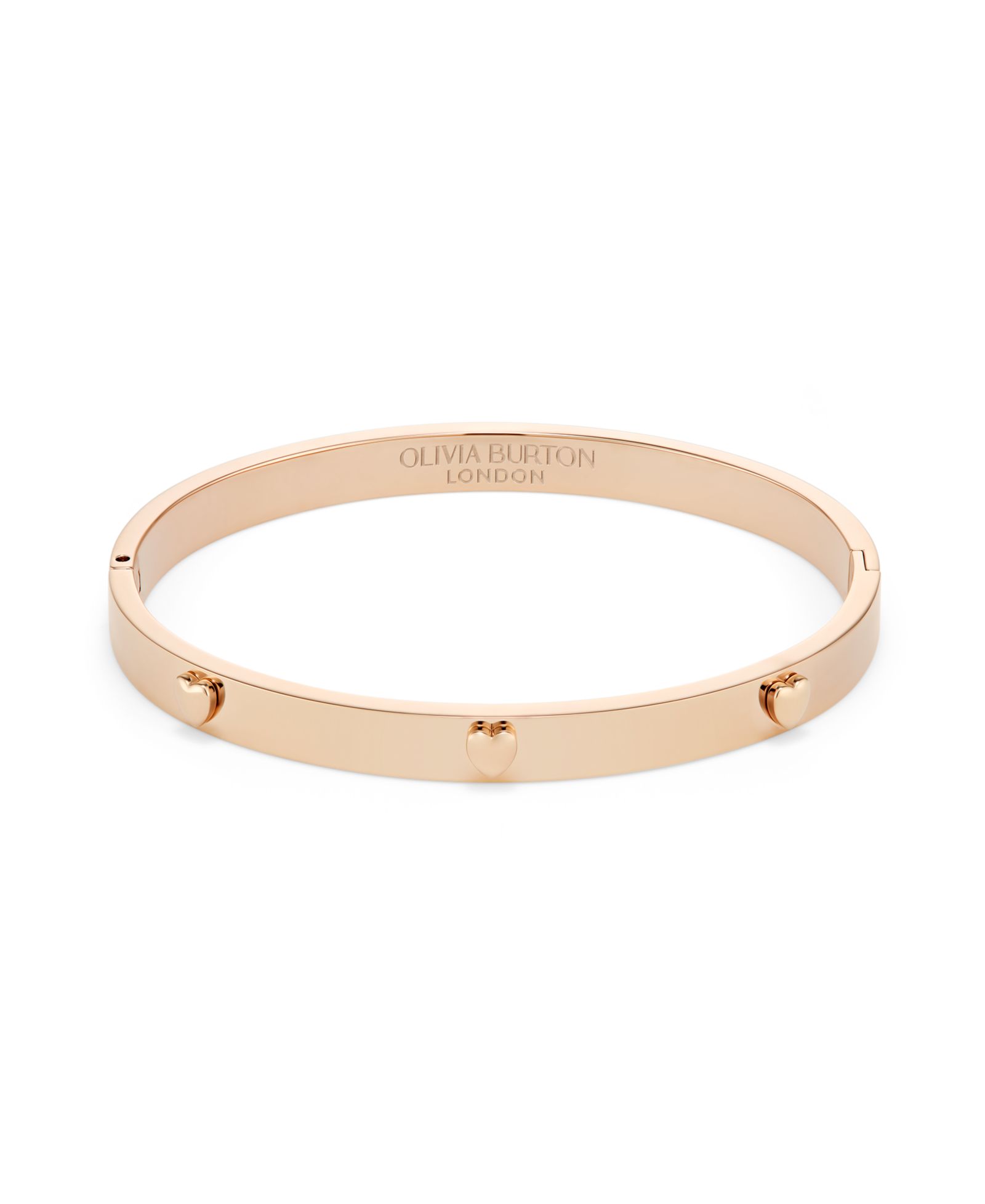 Olivia Burton Mini Heart Rose Gold Tone Stainless Bangle Bracelet