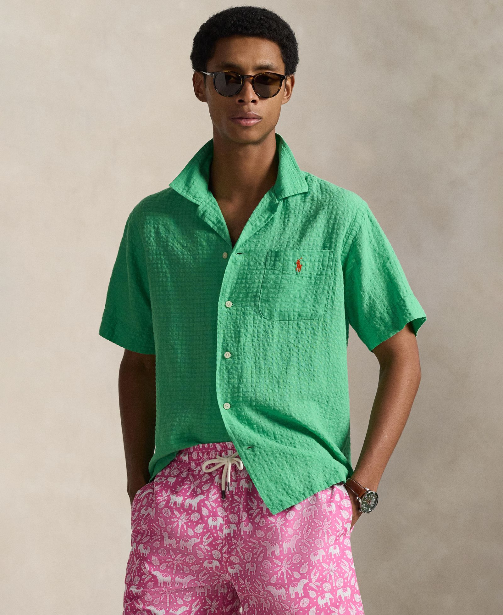 Рубашка Polo Ralph Lauren Classic-Fit Linen-Blend Seersucker