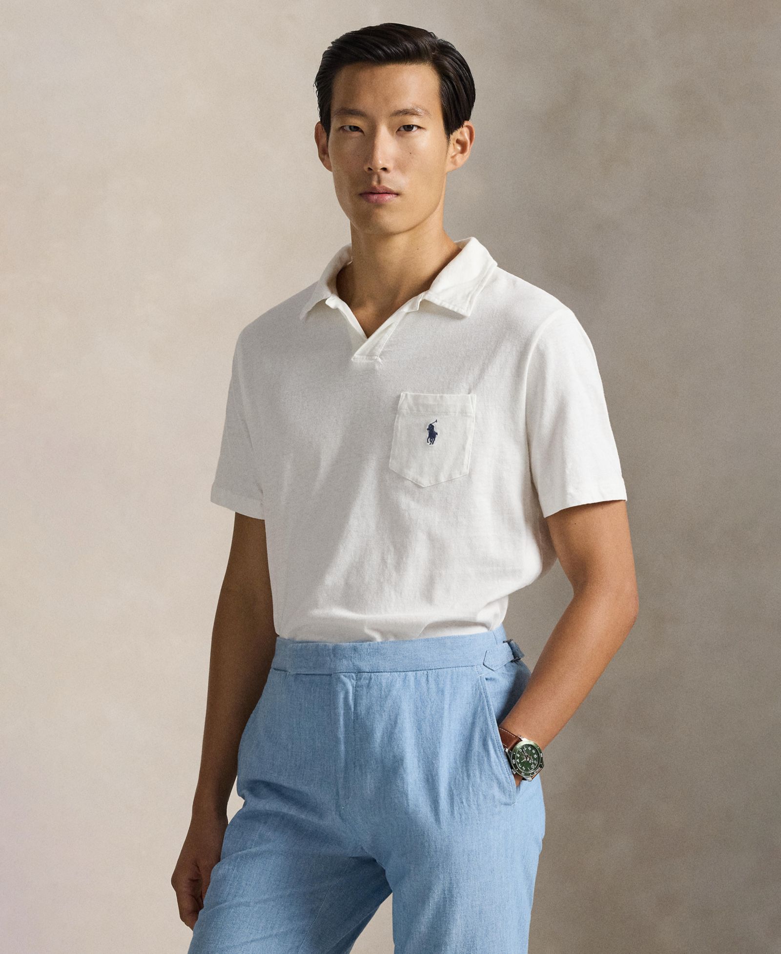 Мужская рубашка-поло Polo Ralph Lauren Standard Fit из хлопка и льна