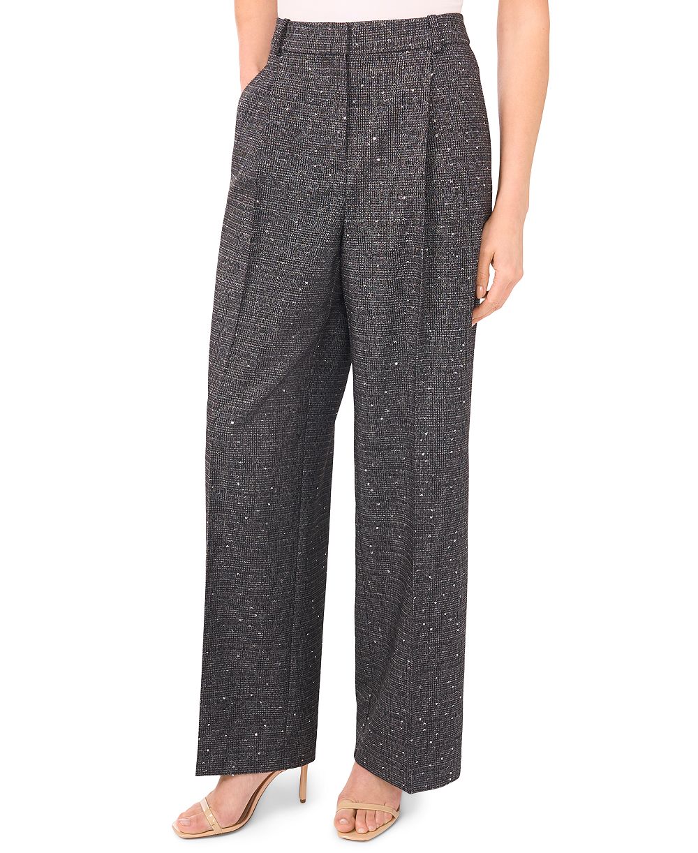 CeCe Women's Mid Rise Wide Leg Trousers