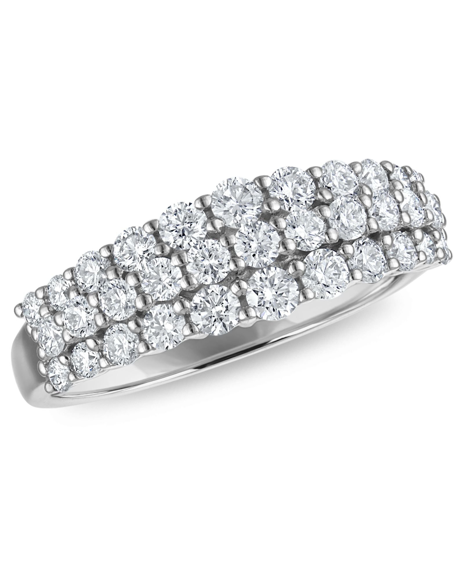 Diamond 3-Row Band Ring (1 ct. t.w.) in 14k White Gold