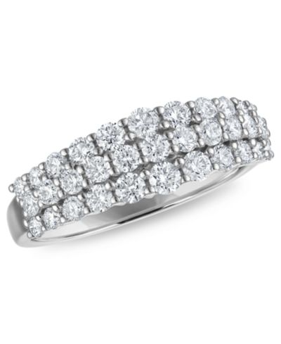 Кольцо с бриллиантами 3 ряда (1 ct. t.w.) в 14k White Gold