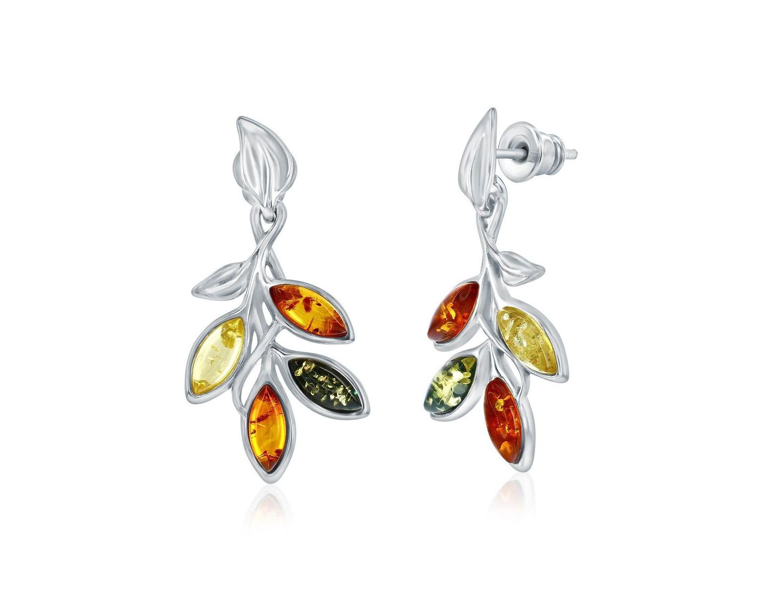 Sterling Многоцветные серьги Amber Leaf