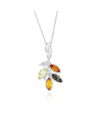 Caribbean Treasures кулон Amber Leaf из стерлингового серебра, Multi-Color