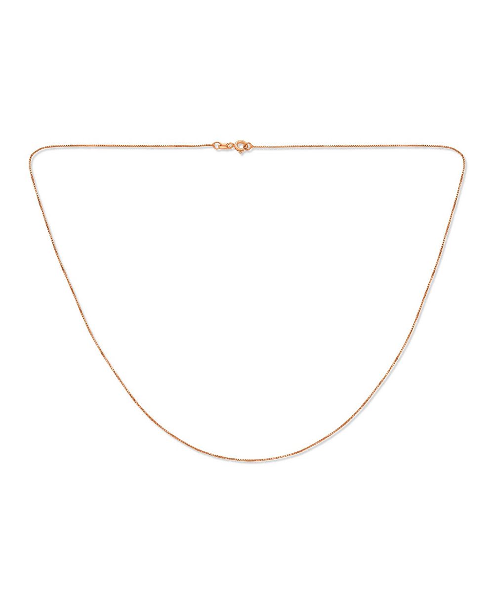 Bling Jewelry Plain Simple Ultra Thin Rose Gold Box Chain Necklace Sterling Silver 0.8MM