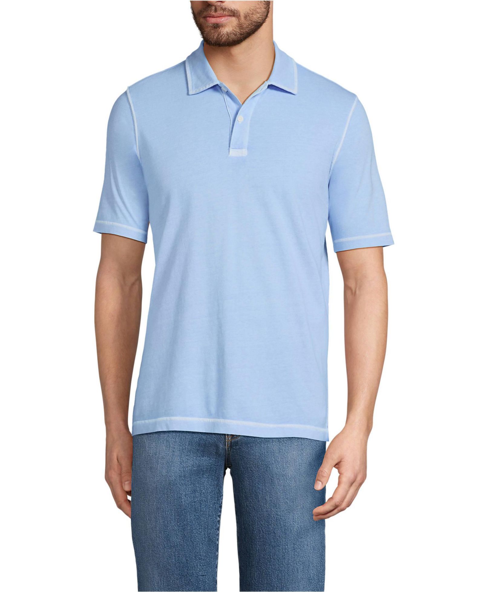 Lands' End Men's Short Sleeve Sun Faded Super T Polo