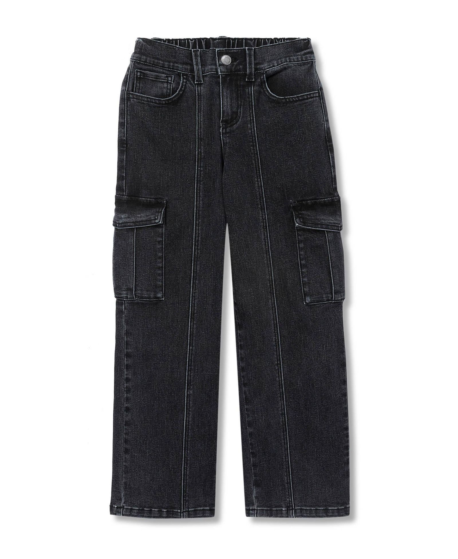 Lands' End Girls Denim Cargo Wide Leg Jeans