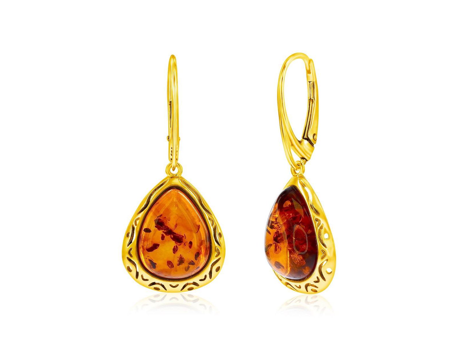 Серьги Sterling Triangle Amber с напылением