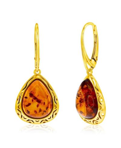 Серьги Sterling Triangle Amber с напылением