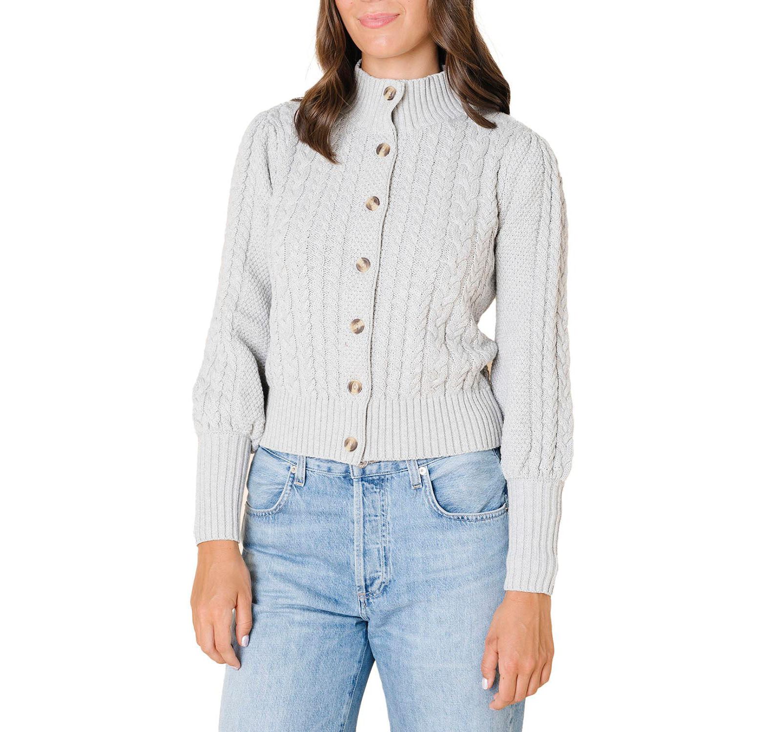 Hope & Henry Женский кардиган с узором Cable Mock Neck