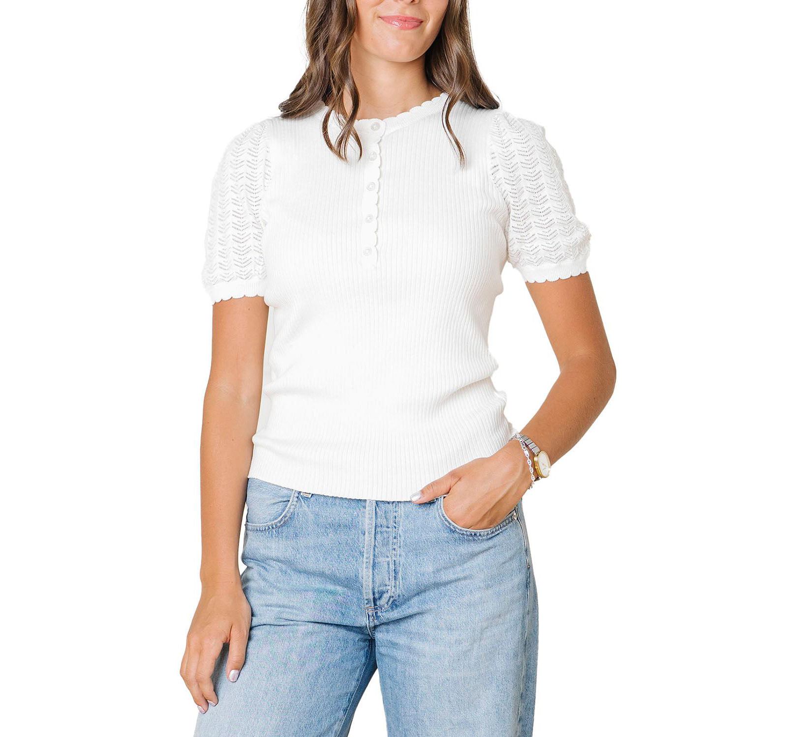 Женский свитер Hope & Henry Organic Pointelle с рукавом Henley