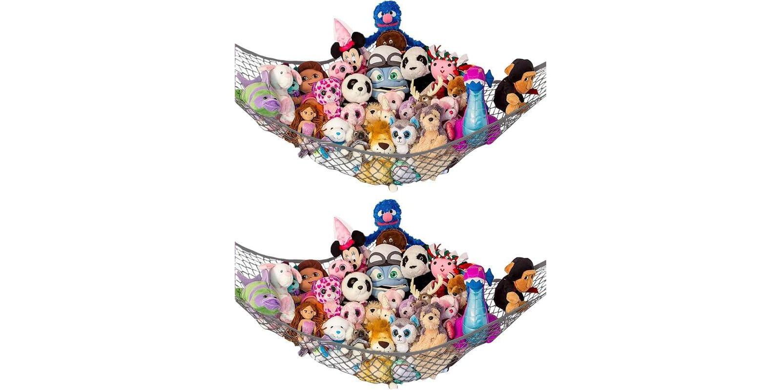 Lilly's Love Toddler Stuffed Animal Net Hammock, Jumbo Extra Large Corner Hanging Toy Storage Organizer, Rainbow, 2 Pack