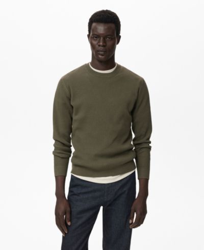 Mango Men's Fine Rib-Knit Cotton Sweater